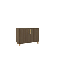 Manhattan Comfort 158AMC195 Mid-Century - Modern Herald Double Side Cabinet with 2 Shelves in Oak Brown